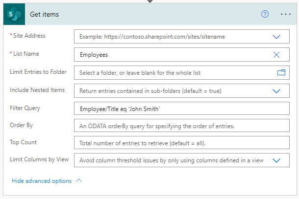 How to filter a SharePoint Person Column in Microsoft Power Automate